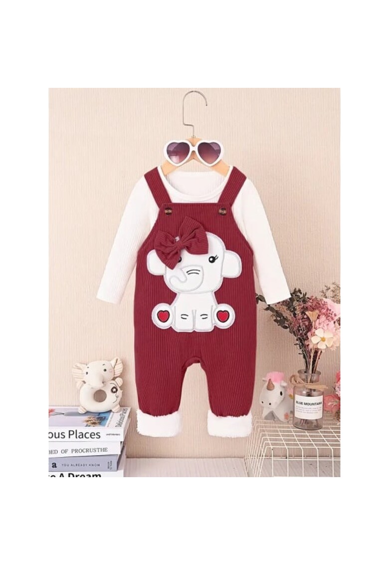 Salopeta si bluza Model AL 11901 - Visiniu - 9-12 luni -