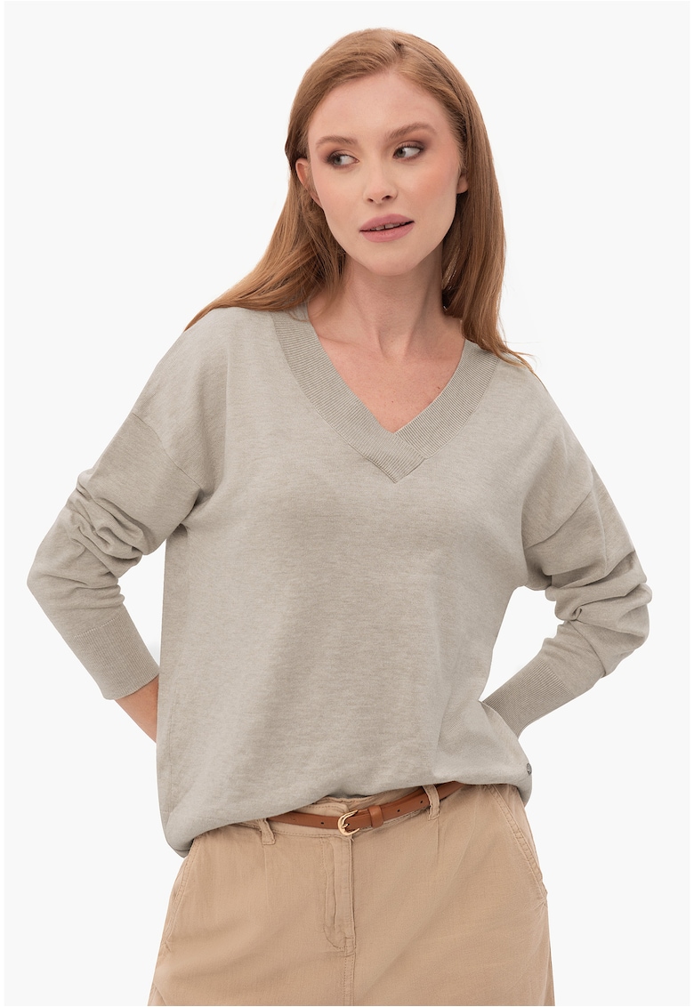 Pulover cu decolteu in V pentru femei S-Joy - Bej