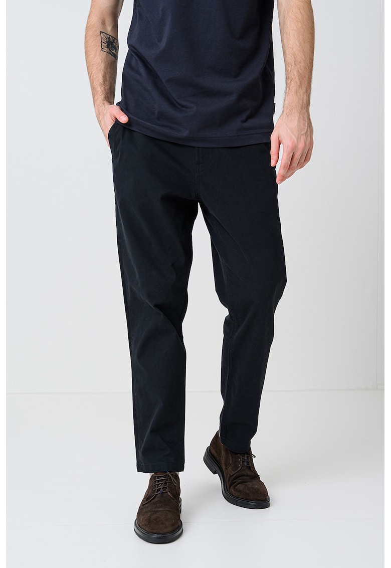Pantaloni chino regular fit cu buzunare oblice - Negru
