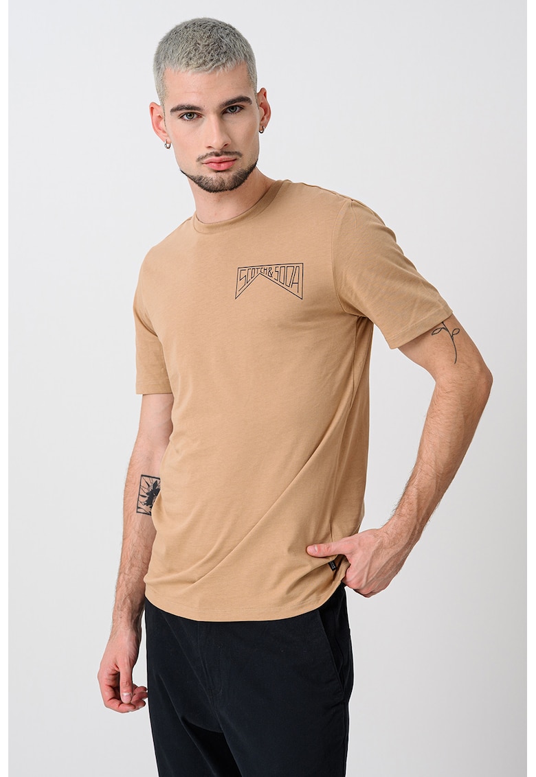 Tricou de bumbac organic cu logo pe piept