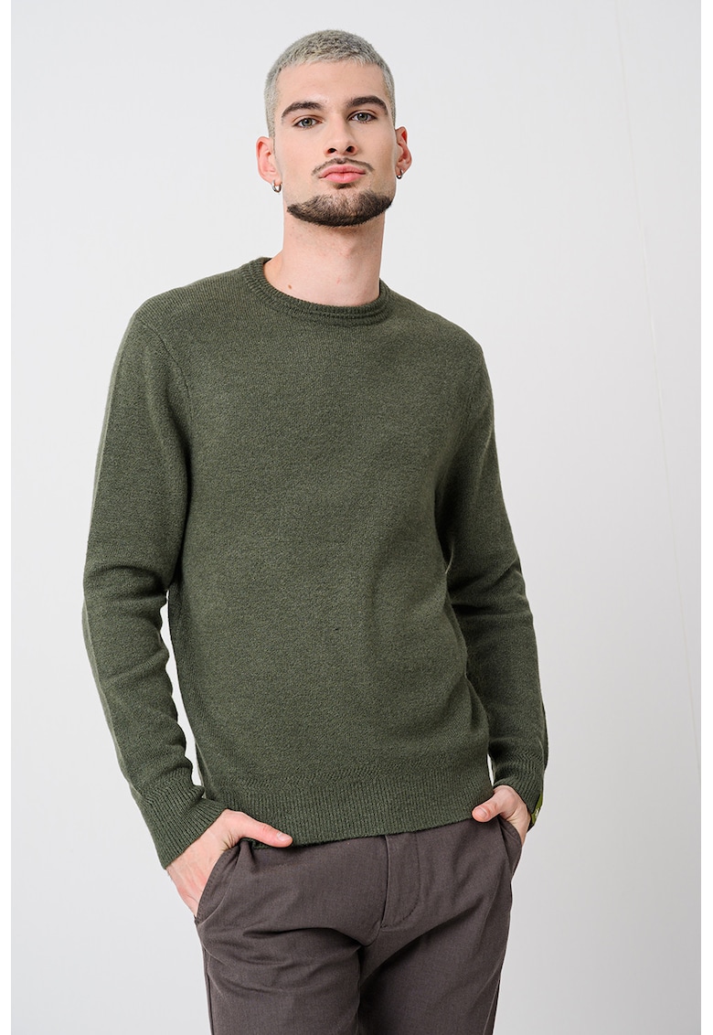 Pulover uni cu decolteu la baza gatului - Verde feriga