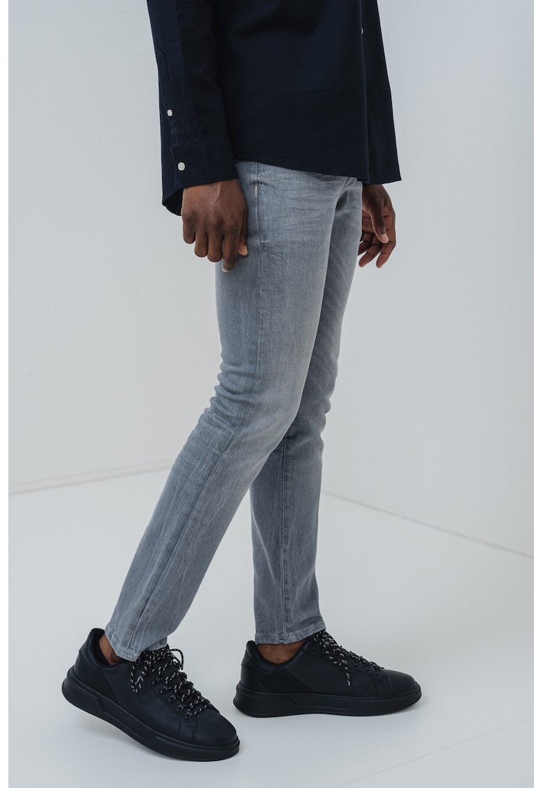 Blugi skinny cu talie medie - Gri deschis