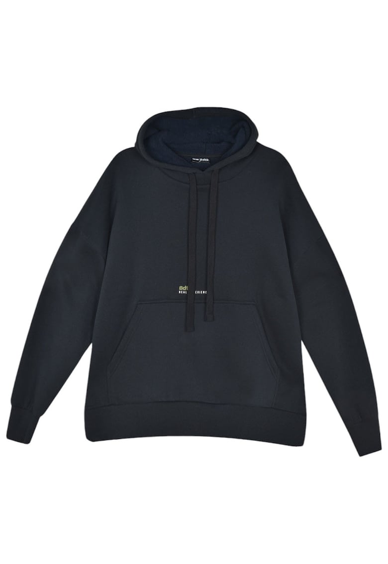 Hanorac dama - design lejer - gluga cu snur - fleece - negru