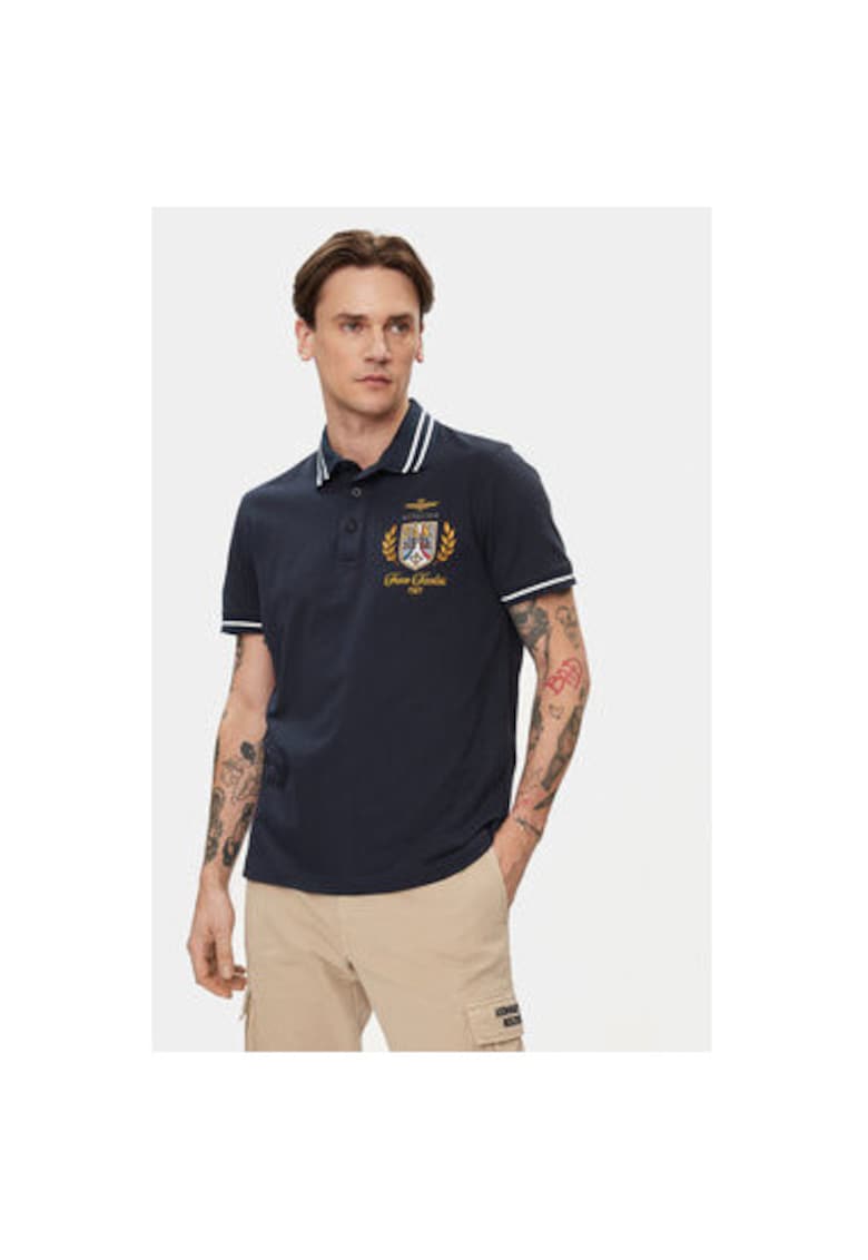 Tricou polo barbati 241PO1764P199 - Bumbac - S INTL - Bleumarin