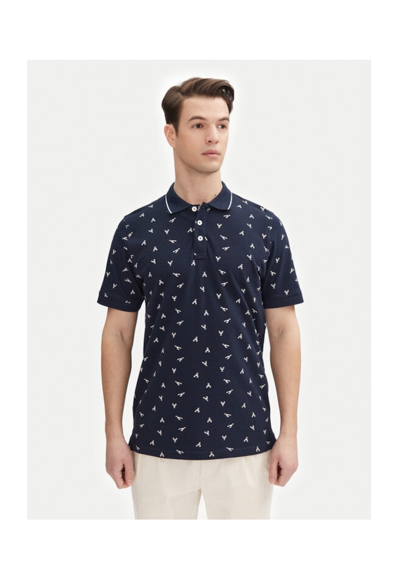 Tricou polo barbati INLOBSTER 41-155 - Bumbac - Bleumarin - Bleumarin
