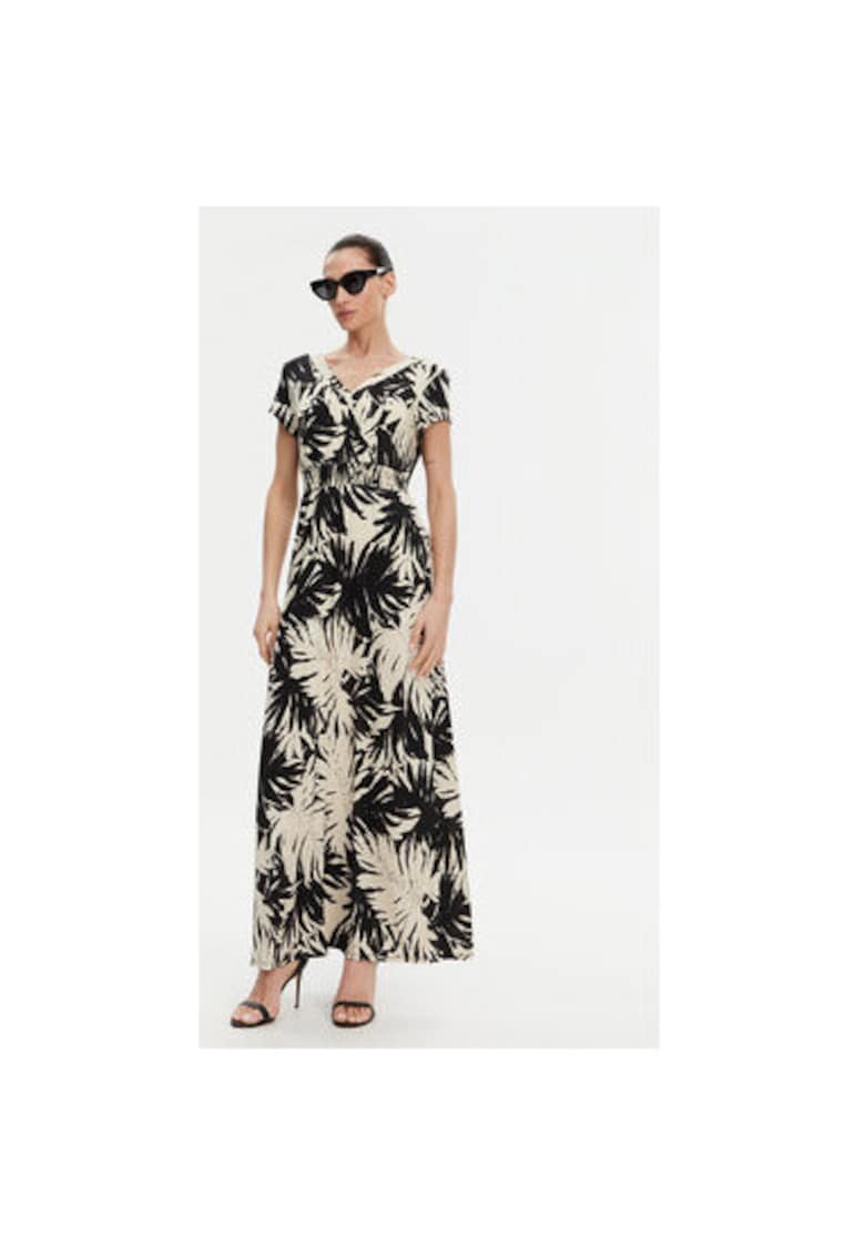 Rochie de vara dama 251-RAROS - Poliester/Elastan - Bej/Negru - Negru/Bej