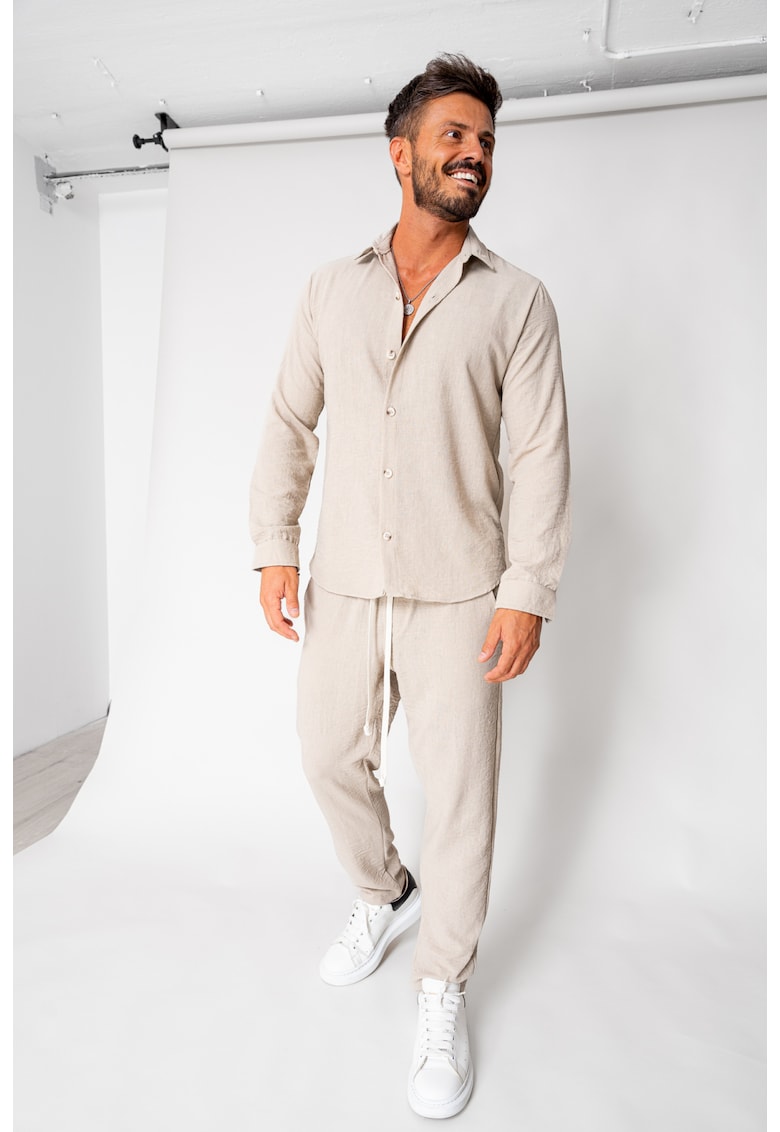 Set camasa si pantalon lung Beige New 17836 Set camasa si pantalon lung Beige New 17836