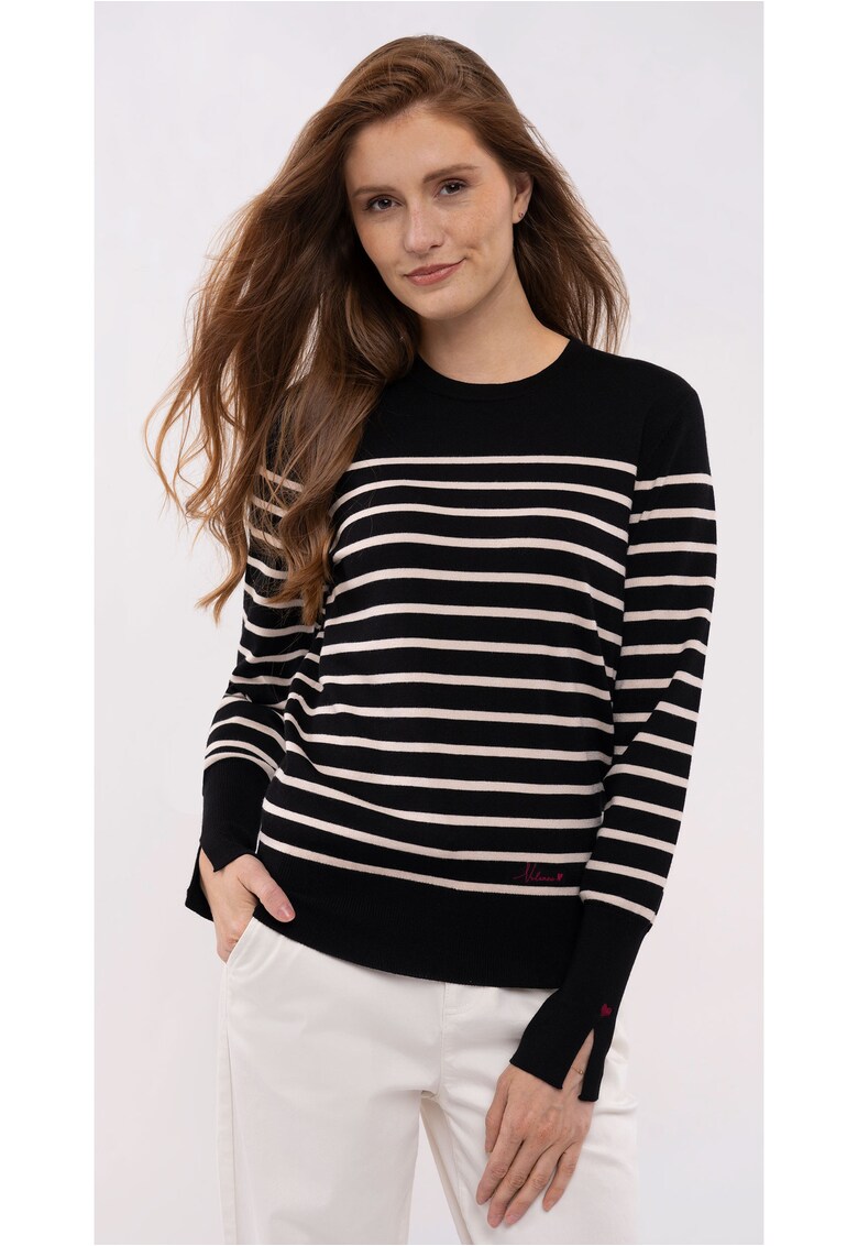 Pulover pentru femei S-Komi - Negru cu dungi