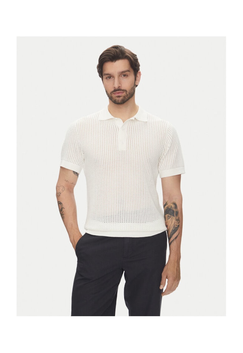 Tricou polo barbati 30-804126 - Bumbac - Ecru - Ecru