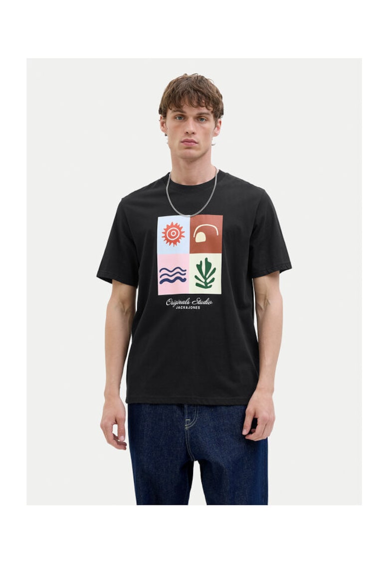 Tricou barbati Jack Jones - 12277220 - Bumbac - Negru - Negru
