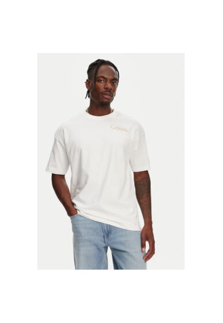 Kappa Tricou barbati 361Q6XW - Bumbac organic - Alb - Alb