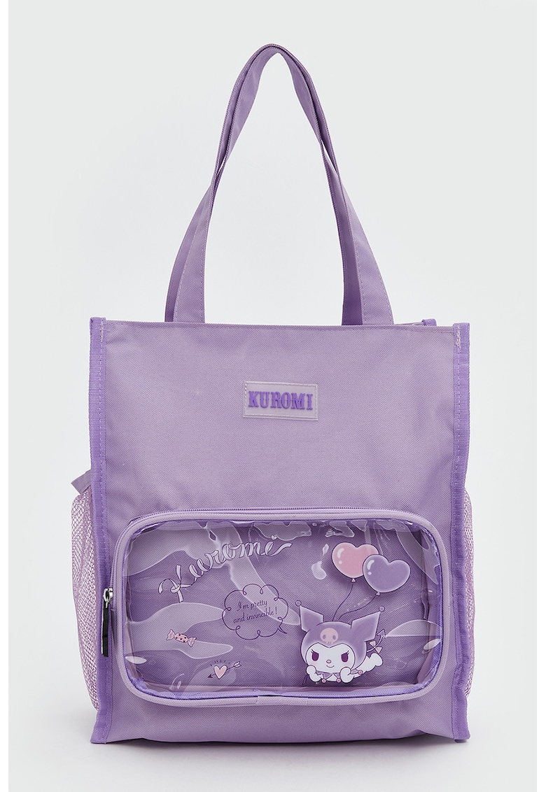 Geanta din material textil cu maner si imprimeu Geanta din material textil cu maner si imprimeu