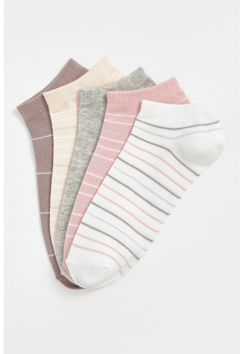 Set de sosete pana la glezna cu model in dungi - 5 perechi