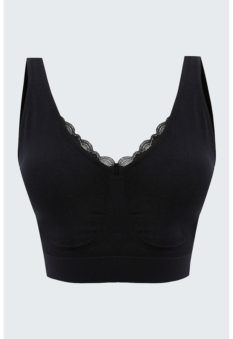 Bustiera cu model uni si insertii din dantela Bustiera cu model uni si insertii din dantela