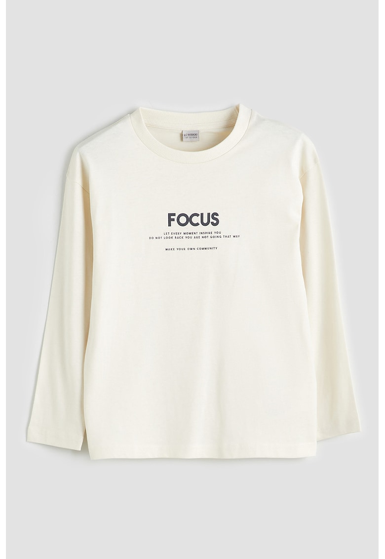 Bluza cu decolteu la baza gatului si imprimeu