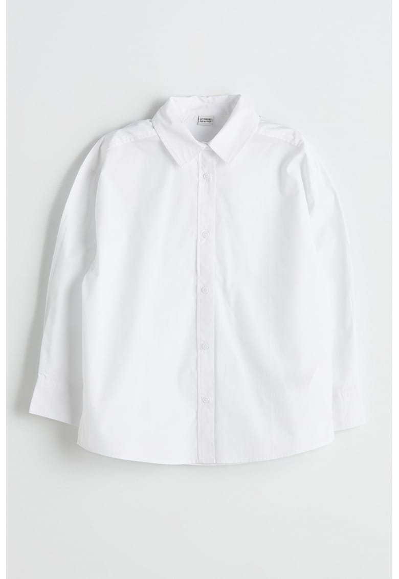 Camasa cu model uni si guler clasic - Alb -