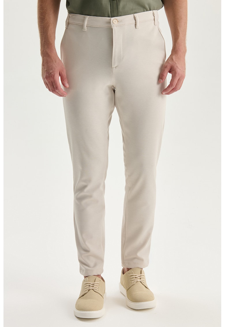 Pantaloni regular fit cu buzunare - Bej deschis melange