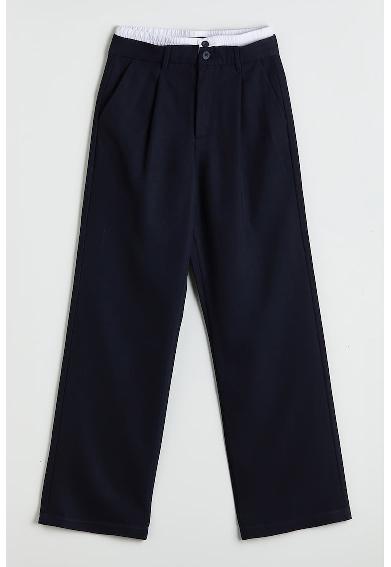 Pantaloni uni eleganti cu talie elastica
