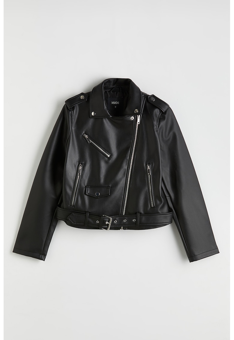 Jacheta biker de piele sintetica Jacheta biker de piele sintetica