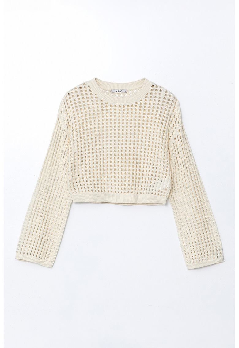 Pulover crop cu perforatii Pulover crop cu perforatii