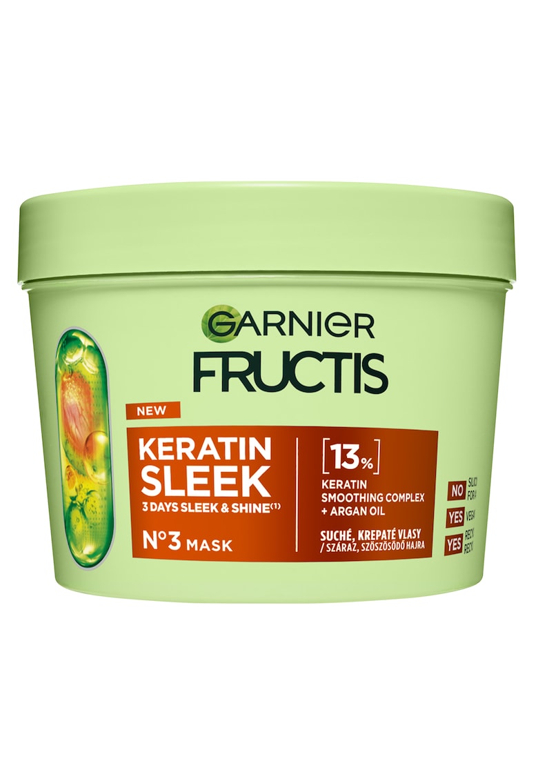 Masca pentru par  Fructis Keratin Sleek cu keratina si ulei de argan - 370ml