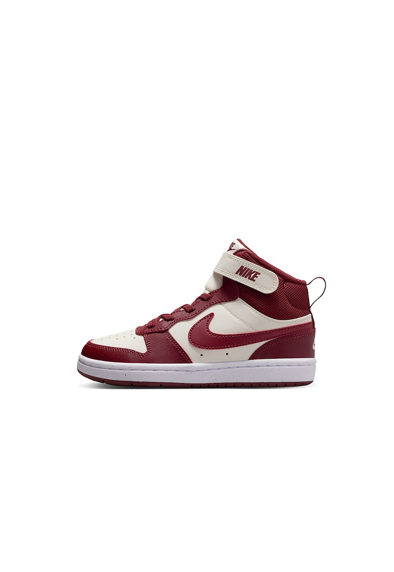 Pantofi sport mid-high cu insertii din piele Court Borough 2 - Visiniu/Alb fildes