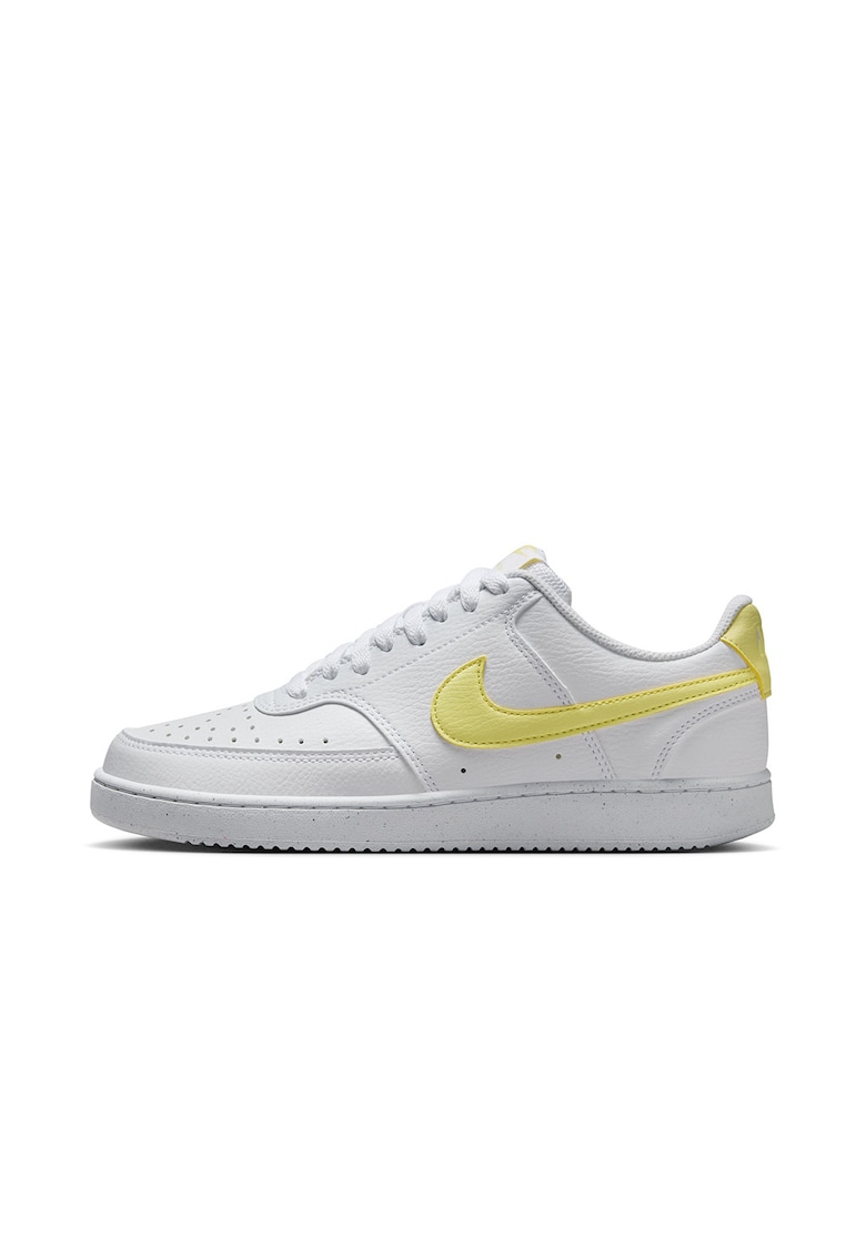 Pantofi sport Court Vision Low Next Nature din piele ecologica - Alb/Galben pai