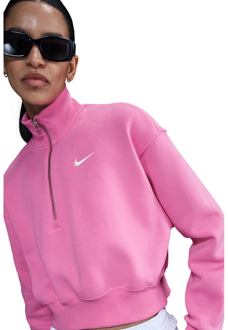 Bluza de trening crop cu fenta cu fermoar