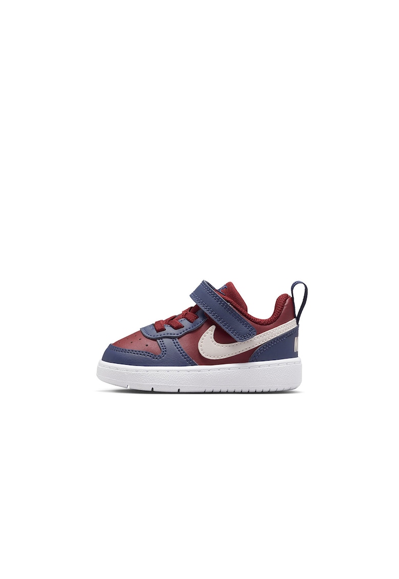 Pantofi sport Court Borough cu inchidere velcro - Alb/Visiniu/Albastru inchis - Nike - imagine 1
