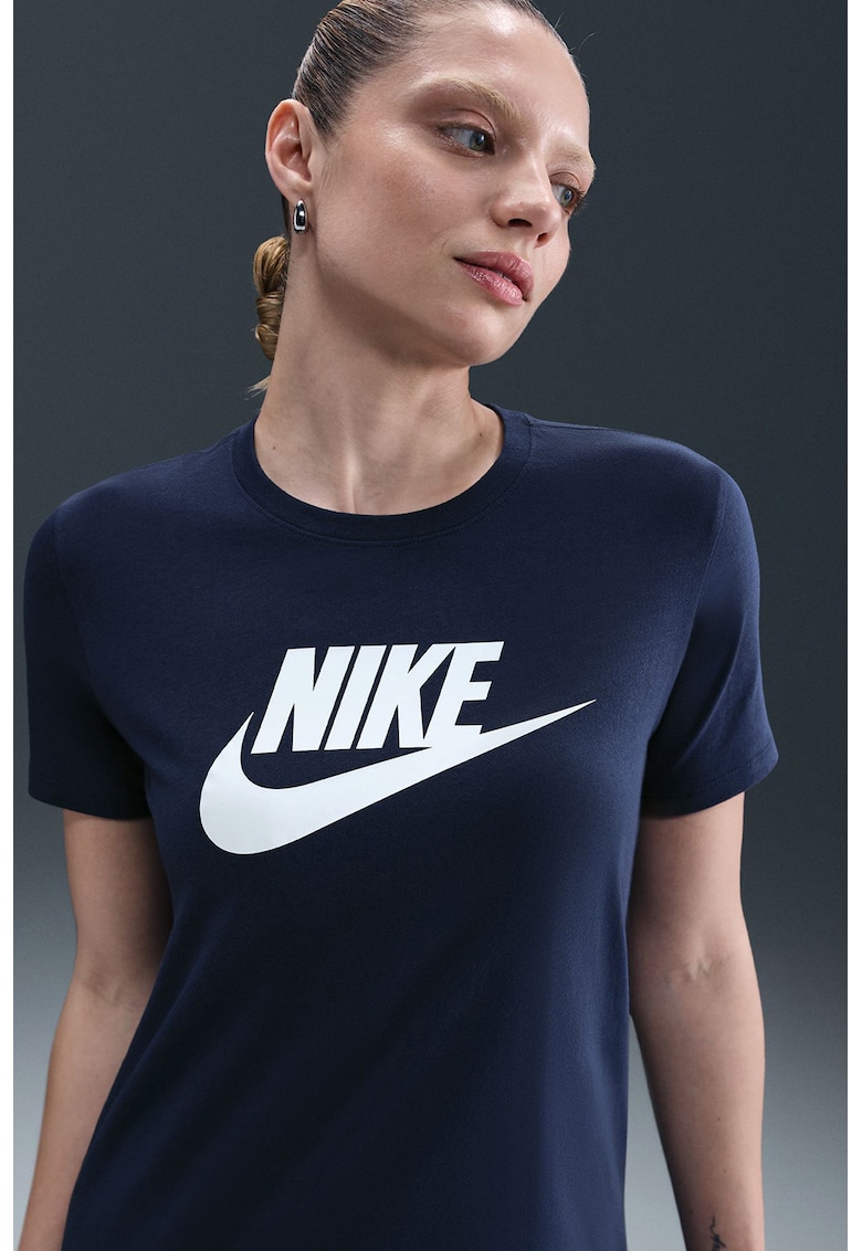 Tricou cu imprimeu logo Essentials - Alb/Bleumarin