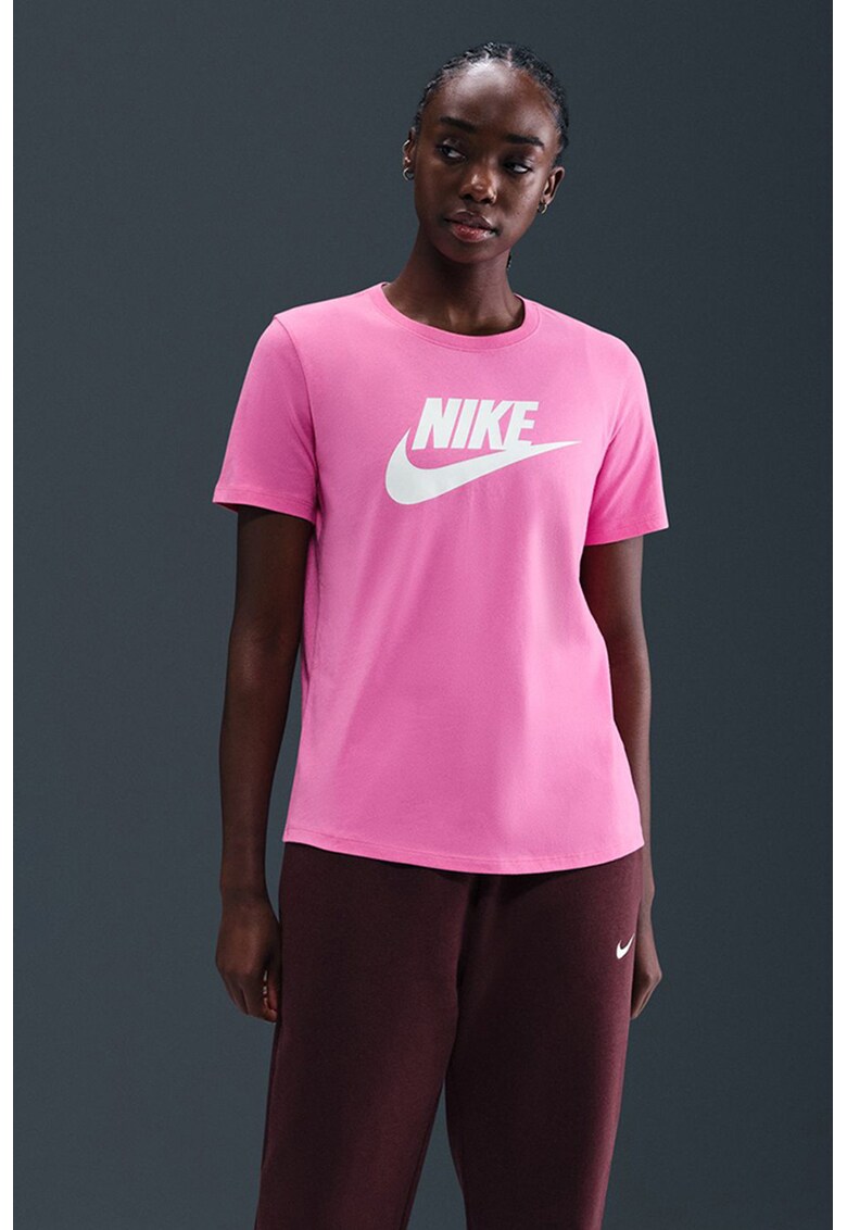 Tricou cu imprimeu logo Essentials - Alb/Roz deschis