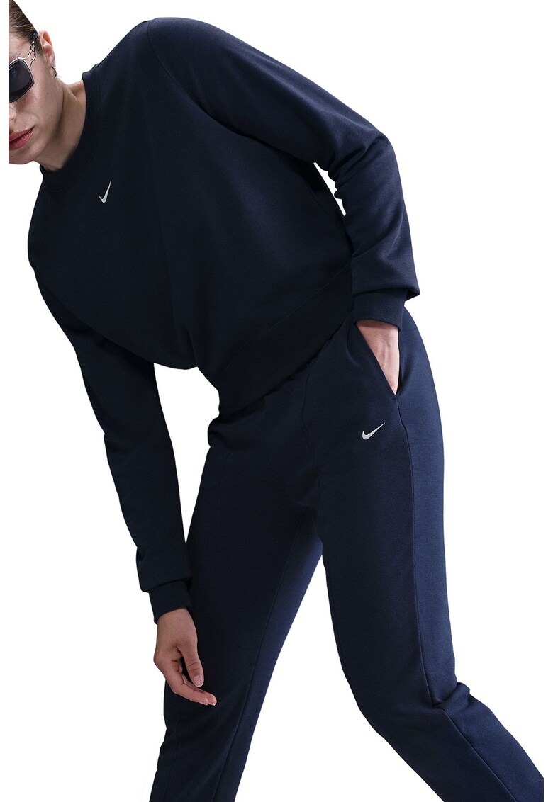 Pantaloni de trening din amestec de bumbac cu buzunzare laterale - Bleumarin