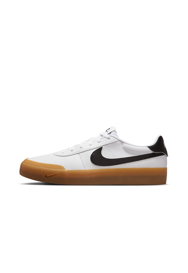 Pantofi sport low-cut din piele ecologica Court - Negru stins/Alb optic