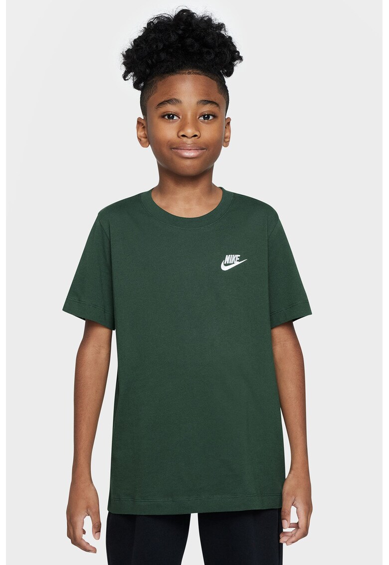 Tricou din bumbac cu decolteu la baza gatului Futura - Verde inchis