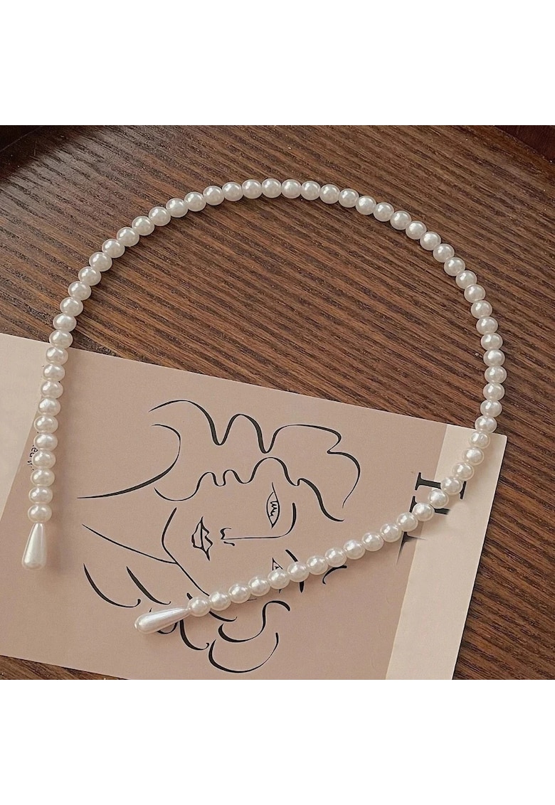 Diadema alba - cu perle - Eugenia