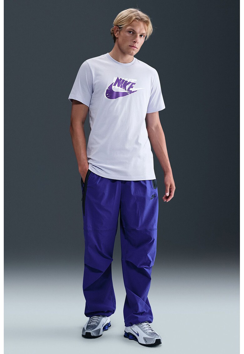 Tricou din bumbac cu imprimeu logo - Violet/Alb optic
