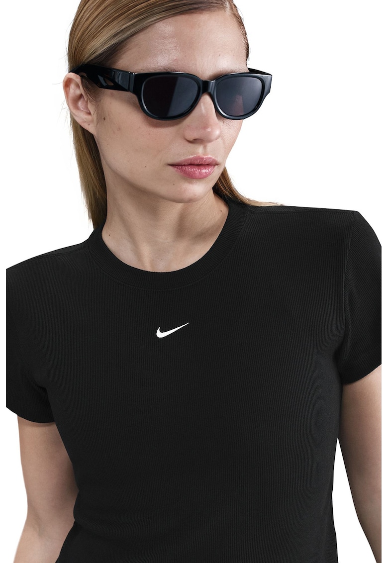 Tricou slim fit striat - Negru