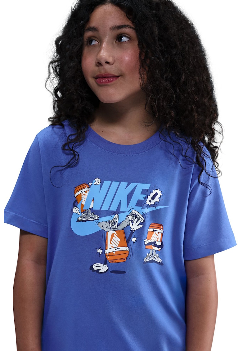 Tricou din bumbac cu imprimeu logo - Albastru pastel