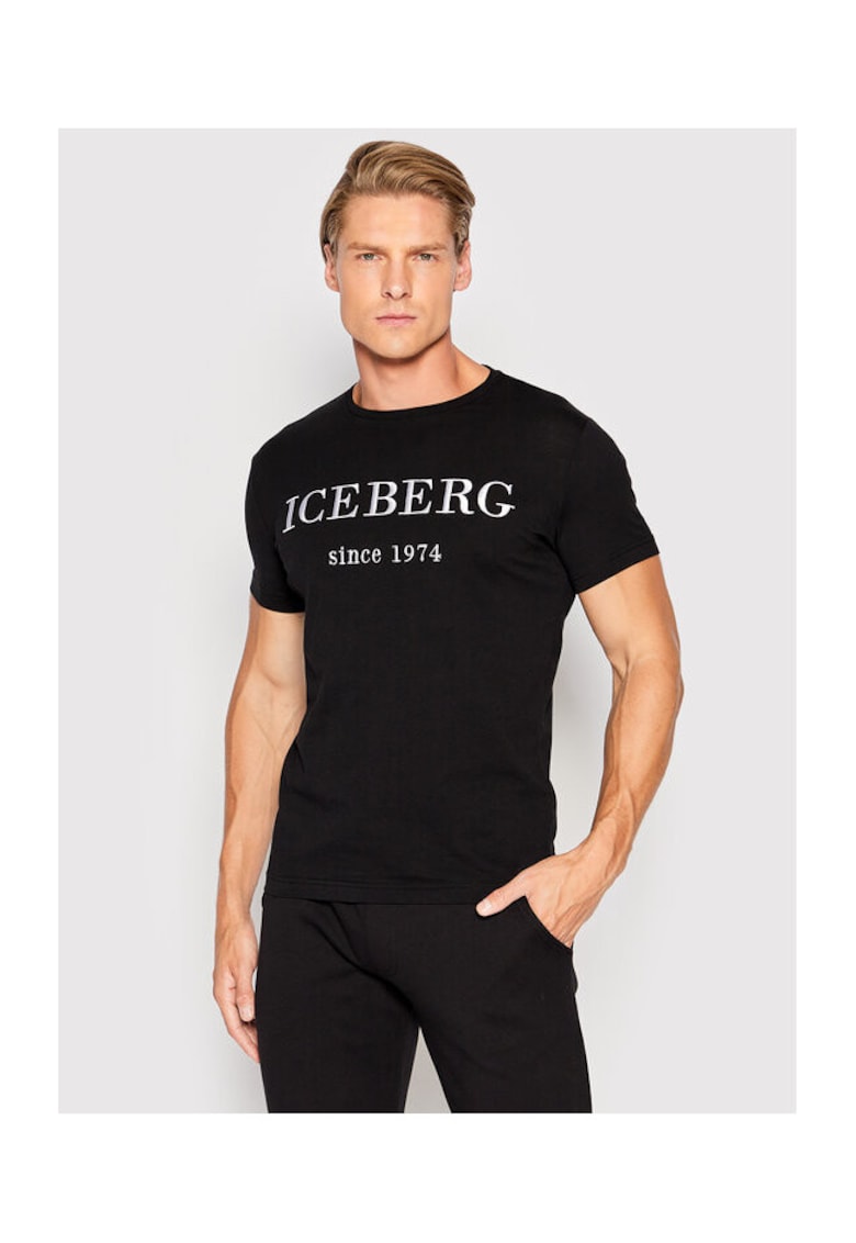 Iceberg Tricou barbati F014 6301 - Bumbac - 2XL INTL - Negru