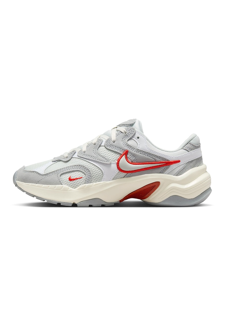 Pantofi sport cu insertii din piele intoarsa - Rosu/Gri deschis