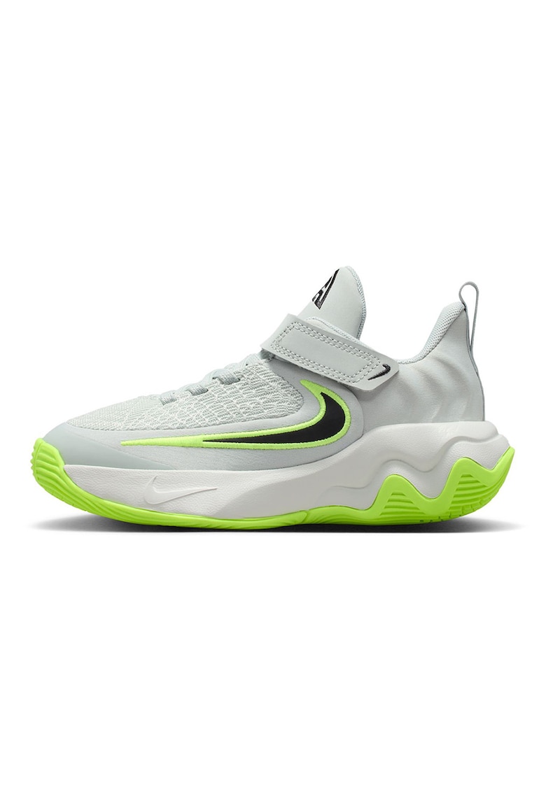 Pantofi Giannis Immortality 4 cu segment cu inchidere velcro pentru baschet - Gri deschis/Verde lime
