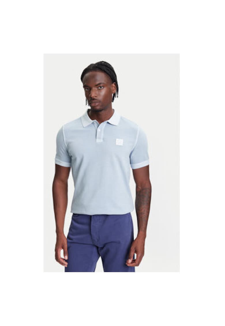 Tricou polo barbati  3089U302D - Bumbac organic - XS INTL - Albastru