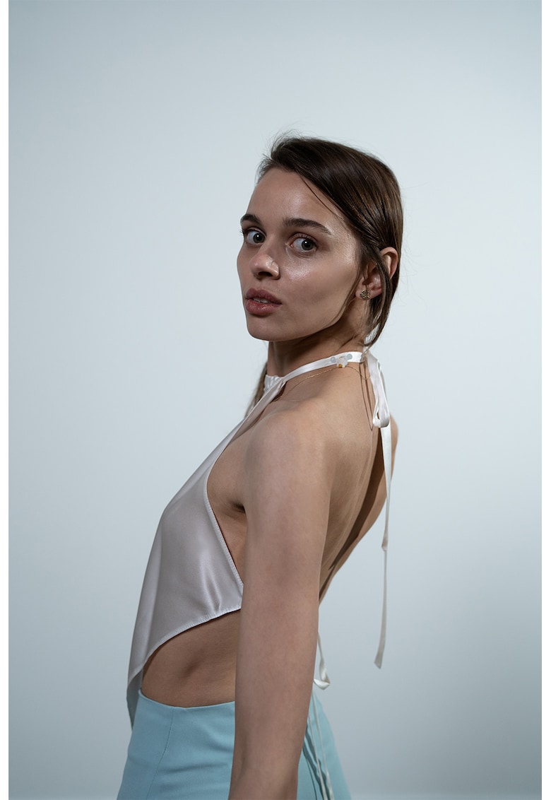 Top de matase cu decolteu halter Top de matase cu decolteu halter