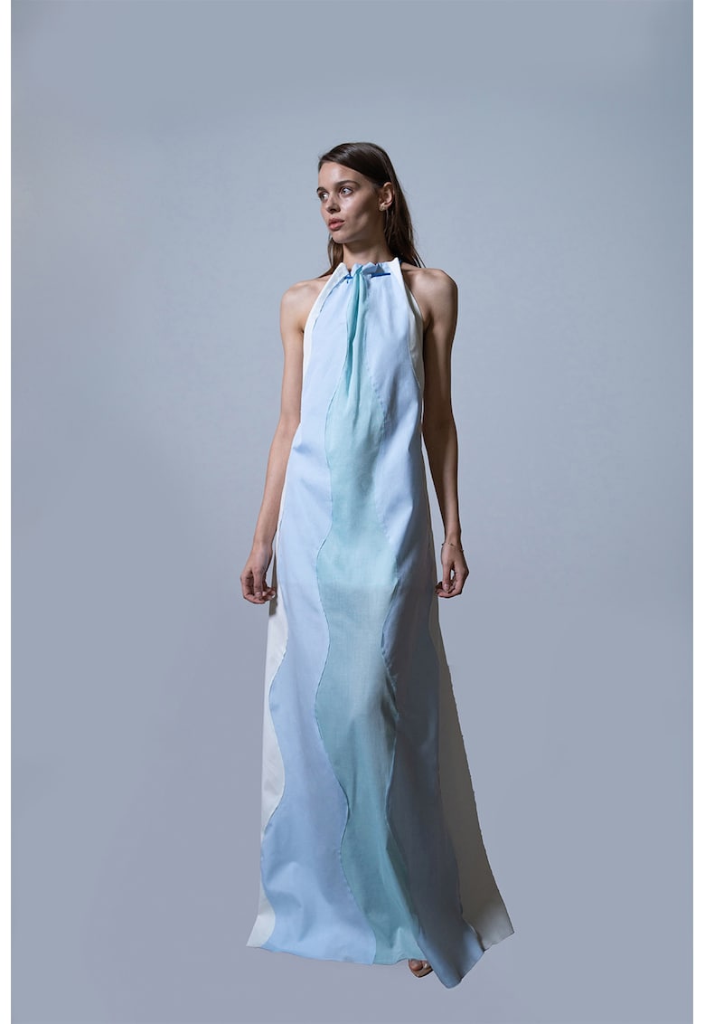 Rochie lunga lejera - Alb/Albastru deschis