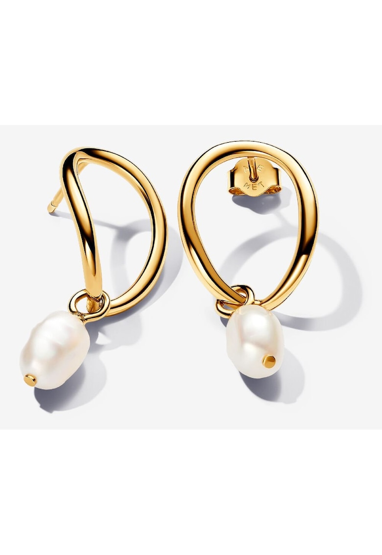 Cercei cu aspect organic si perle de cultura de apa dulce tratate in stil baroc