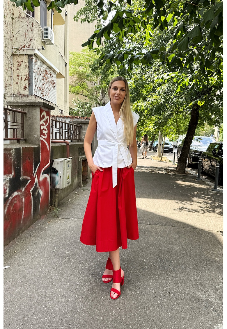 Fusta midi evazata cu buzunare