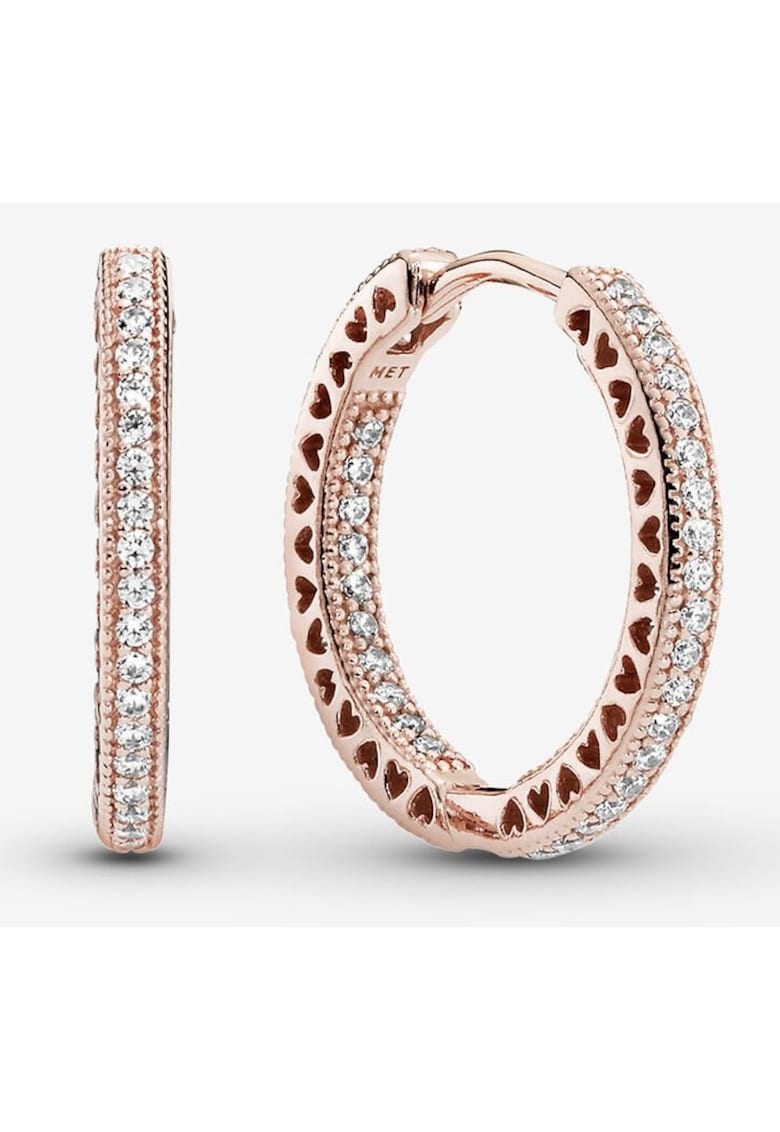 Cercei Rotunzi cu Inimi Stralucitoare pave Zirconiu