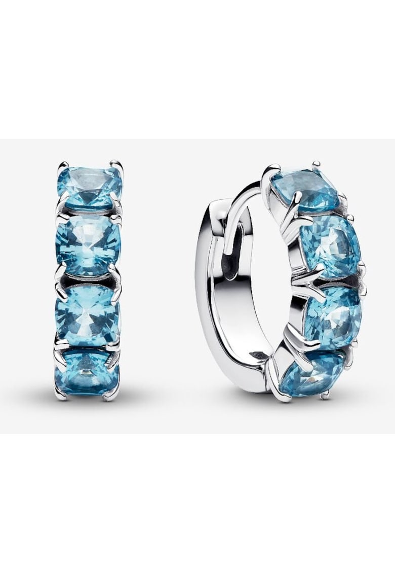 Cercei rotunzi Cristal albastru deschis - Argint 925