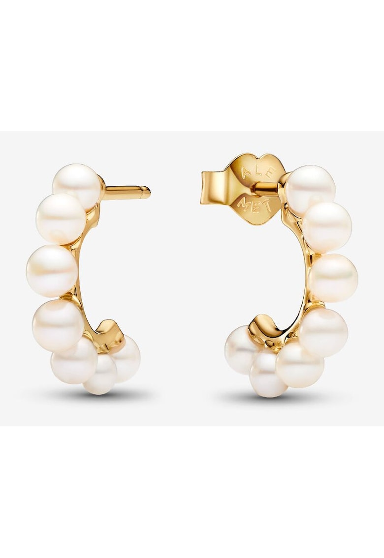 Cercei rotunzi deschisi cu perle de cultura de apa dulce tratata