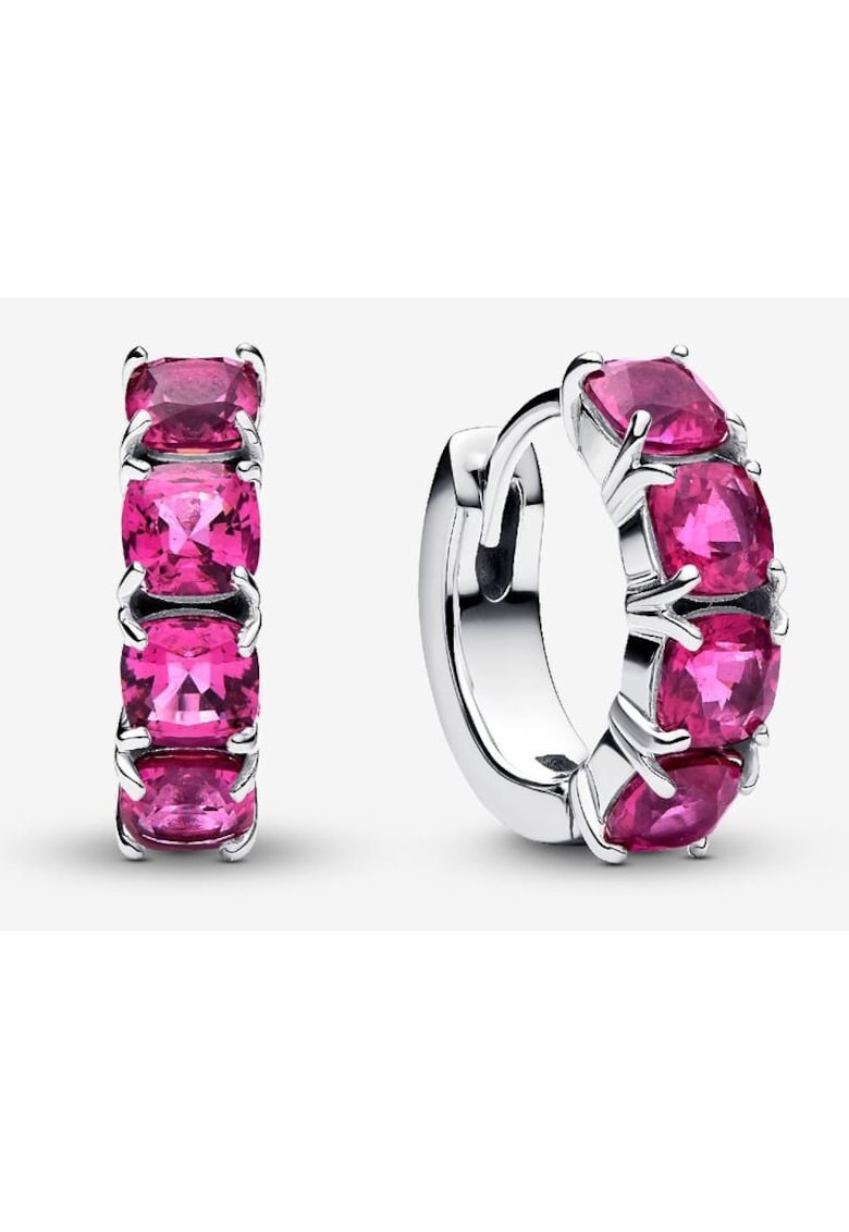 Cercei rotunzi Cristal Roz - Argint 925